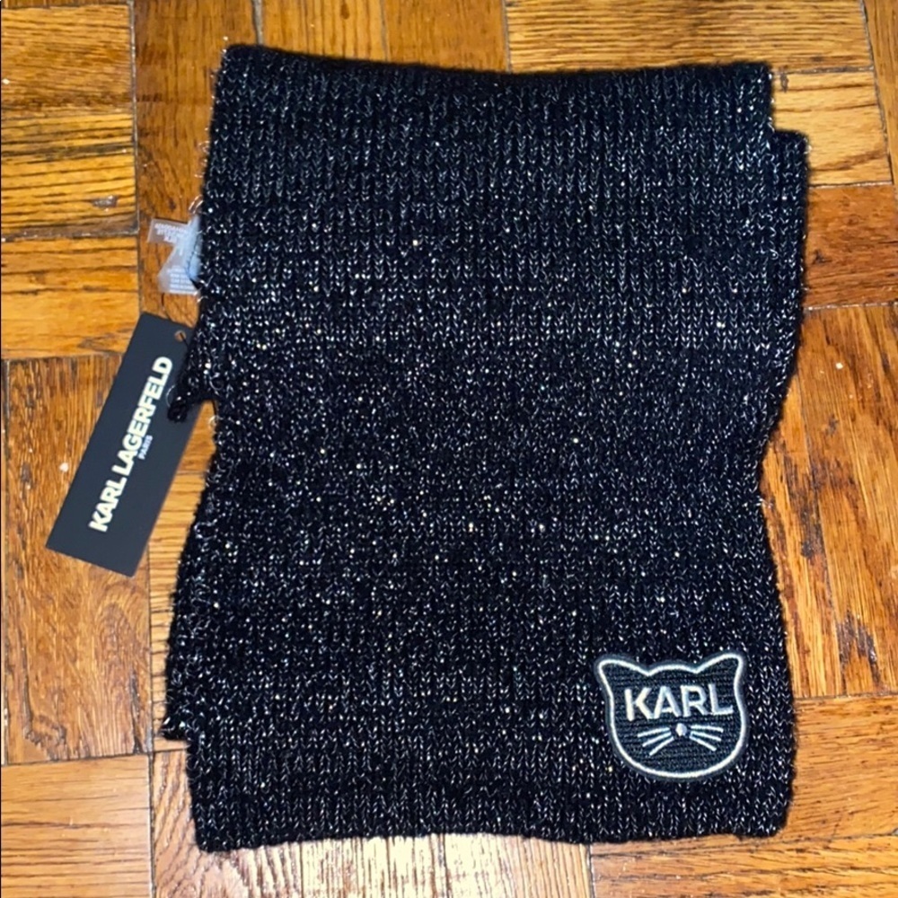 NWT Karl Lagerfeld black shiny scarf 🧣